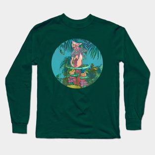 Hairless Cat Butterfly Creature in the Jungle with Snails Long Sleeve T-Shirt